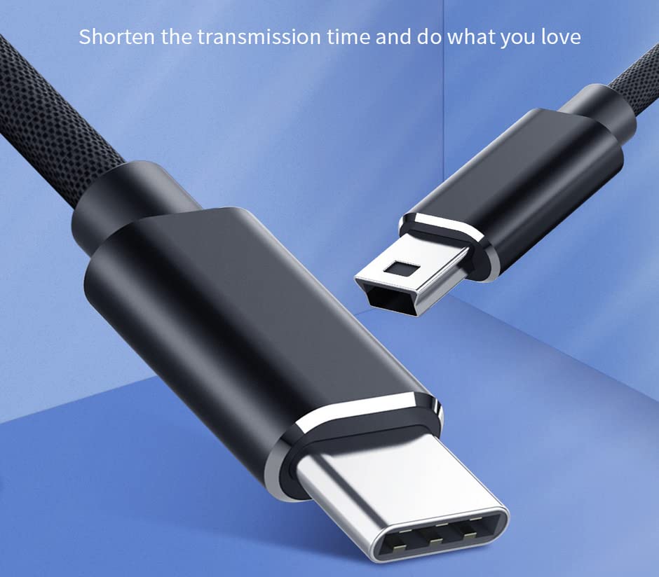 Vrllinking USB C ל- MINI USB כבל, נתוני מטען מהיר לסנכרון כבל OTG לגיבור 3+/PS3/Controller/Canon/GPS/MacBook