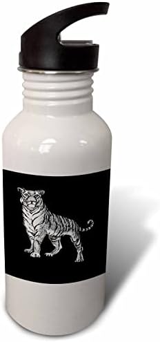 3drose tiger Line Art ציור אמנות קעקוע בשחור לבן - בקבוקי מים
