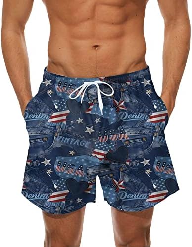 מכנסי לוח לגברים קצרים קיץ מזדמן כושר רופף ארהב דגל דגל הדפס בגדי ים קצרים