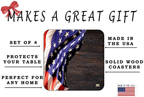 דגל ארהב פטריוטי עטוף מעל רכבת משקאות עץ כהה מתנה מתנה ארצות הברית של אמריקה כפרית בר ארהב מטבח בית
