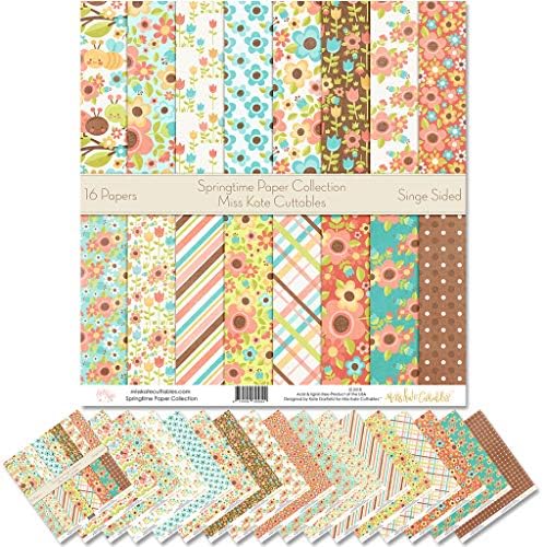 חבילת נייר תבניות - אביב אביב - אוסף Scrapbook Premium Preficial נייר חד צדדי 12 x12 כולל 16 גיליונות - מאת
