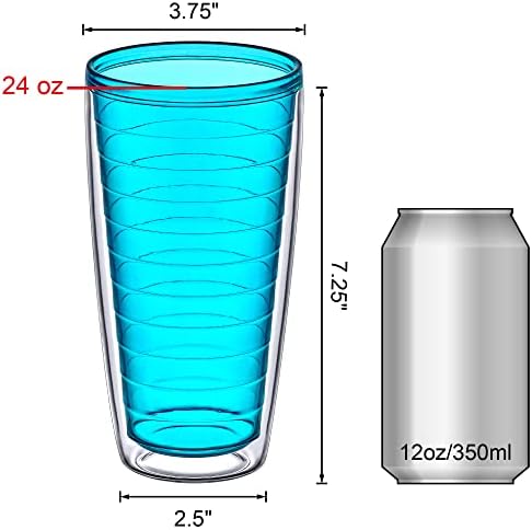 אבי מדהים-אלסקה-כוסות פלסטיק מבודדות 24 גרם, כוסות שתייה מפלסטיק כפול קיר, כדורים גבוהים בצבע מעורב,