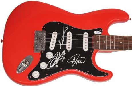 להקת גרטה ואן פליט חתמה על חתימה בגודל מלא פנדר אדום סטראטוקסטר גיטרה חשמלית עם אוטוגראפואה אקואה אימות