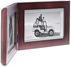 מסגרת תמונה אופקית כפולה 4x6 Malden - דפוס עץ אמיתי, זכוכית אמיתית - אגוז כהה