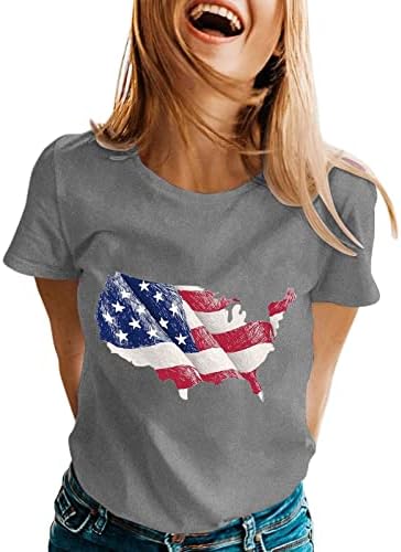 נשים אתלטי טי חולצות סחר חוץ אירופאי ואמריקאי עצמאות יום הדפסה מזדמן עגול צוואר