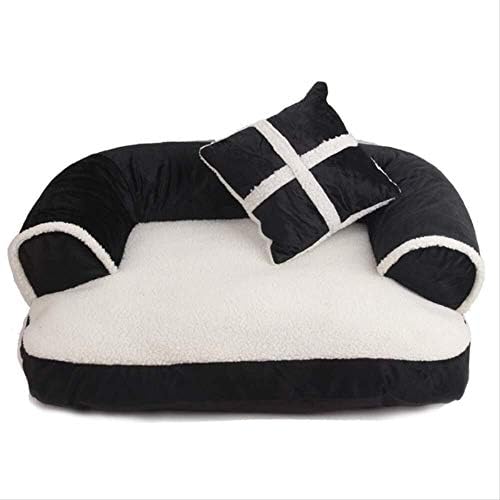 מיטות כלבים של Raxinbang קן לחיות מחמד שחור ולבן 60x40 סמ מיטת כלב חתול מיטת כותנה רכה כרית כרית כרית
