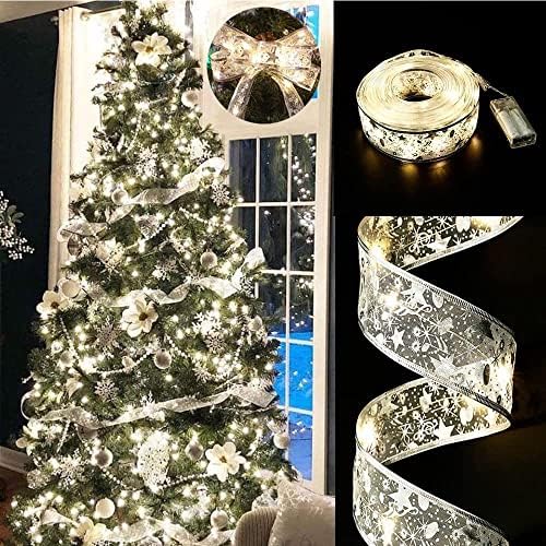 אורות סרט חג המולד אור חג המולד אור 32ft 100 LED סוללות מוטות מכסף פנסי מכסף לחג המולד חורף השנה החדשה של עץ