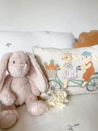 Mon Ami Bunny אופניים רכיבה על כרית המותנית, כרית זריקה דקורטיבית קטיפה, כרית דקורטיבית ביתית, 16 x 12