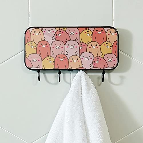 מחזיק מגבות קיר רכוב מדף מגבות עיצוב אמבטיה חלוק חלוק בגדים בגדי חזירים צבעוניים מארגן אחסון קולב חזיר