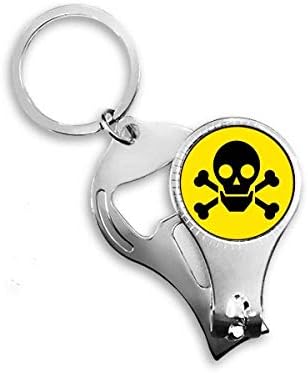 סכנה סמל גולגולת רעילה כימית טבעת ניפר טבעת מפתח בקבוקי שרשרת פותחן