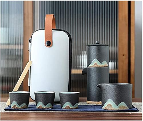 Lianxiao - Trave Tea Set Ceramic Kungfu Seat Set teame קומקום אחד ושלוש כוסות עם שקית נסיעות ניידת ציוד