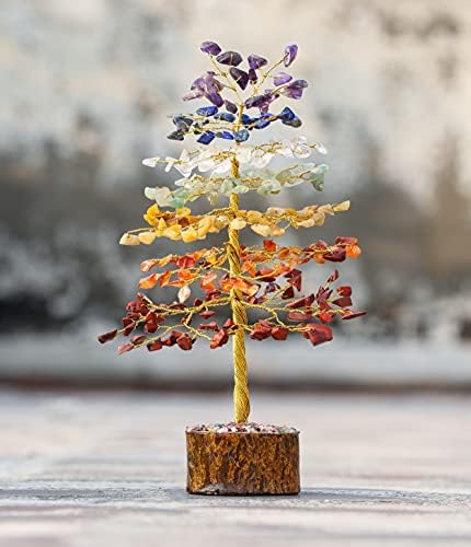שבע עץ קריסטל צ'אקרה - אבן חן וקריסטלים - ריפוי צ'אקרה - פנג שואי - עץ מדיטציה - עץ אבן חן של חיים - מתנה
