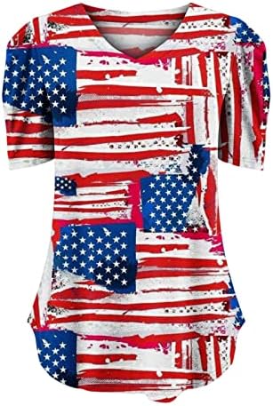 חולצת דגל אמריקאית חולצת שרוול נשף חולצה ארהב כוכב פסים רביעי יולי חולצות טי טריקו
