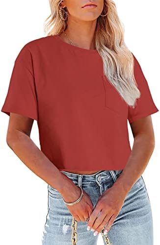 אחד חולם נשים של קיץ יבול חולצות מקרית קצר שרוול מוצק בסיסי חולצות יבול חולצות טיז