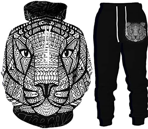 נמר בעלי חיים מודפסים סווטשירטס עם סווטשירטס מכנסי אימונית סתיו חליפה סתיו חורף שרוול ארוך חליפה