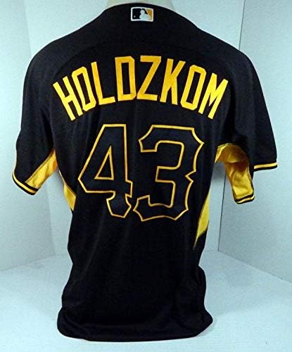 שודדי פיטסבורג 2015 ג'ון Holdzkom 43 משחק משומש ג'רזי שחור BP ST 742 - משחק משומש גופיות MLB