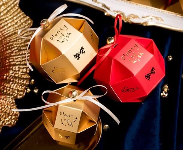 אגף קוליאס 50 יח 'סדרה גיאומטרית ייחודית עיצוב כדורי ייחודי מסיבת יום הולדת לחתונה לטובת קופסאות ממתקים-אדום-גדול