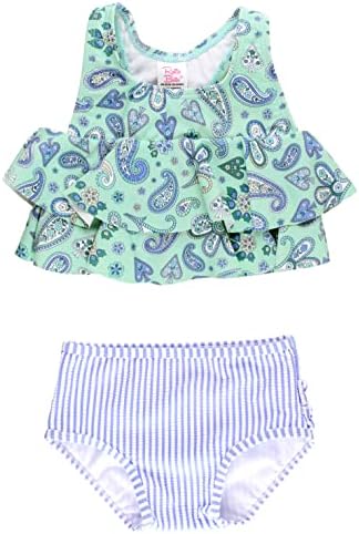 Rufflebutts תינוקות/פעוט בנות ללא שרוולים ללא שרוולים דו-חלקים ביקיני בגד ים עם UPF50+ הגנה על שמש