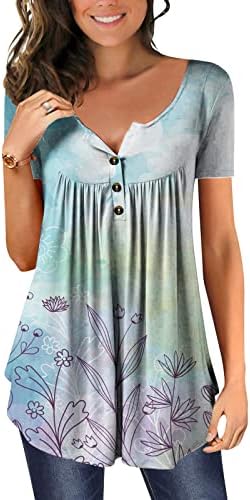 בגדי שרוול קצר של נשים טרנדי V צוואר כותנה גרפיקה רופפת חולצה חולצה בקיץ סתיו סתיו קז'ואס עבור נשים U1 U1