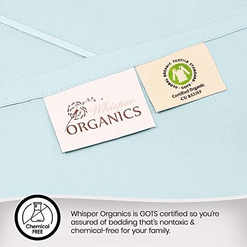 Whisper Organics, גיליונות כותנה אורגניים - 300 סדיני ספירת חוטים סט - גיליונות איכותי פרימיום - סט