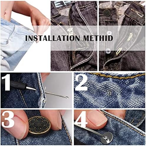 סיכות כפתור ז'אן מתכווננות, סיכות כפתור לג'ינס, 16 כפתורי ג'ינס כולל 2 סגנונות פונקציונליים שונים,