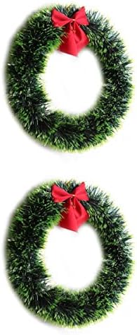 2 יחידות זר זר ירוק חג המולד זר דקורטיבי עם קשת (ירוק