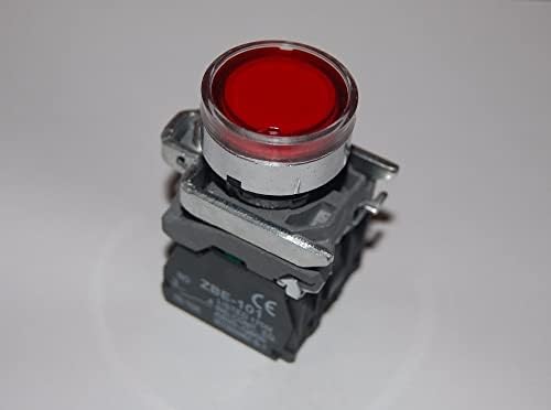 1PC 22 ממ LED אדום מוארת כפתורים עם דחיפת סומק מתאימים ל- XB4BW34M5 220V