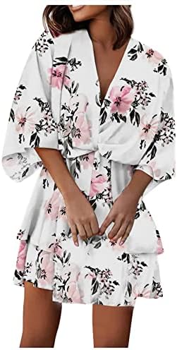 קוטקרם נשים 2023 קיץ אביב צווארון בוהו שמלת חופשת חוף אלגנטית מותניים אלסטיים מיני שמלות סקטים קצרות