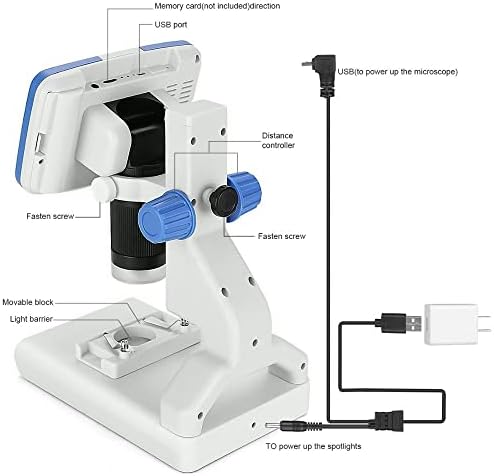 N/A 200x מיקרוסקופ דיגיטלי 5 '' מסך תצוגה מיקרוסקופ מיקרוסקופ אלקטרונים מציג כלי ביולוגיה מדעית