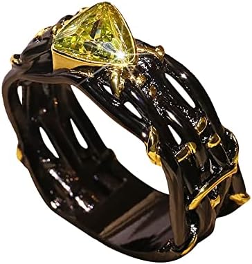 אופנה טבעת שחורה של נשים זירקוניה טבעת יהלום מעורבות טבעת נישואין שרשרת אצבעות אמצעיות לנשים