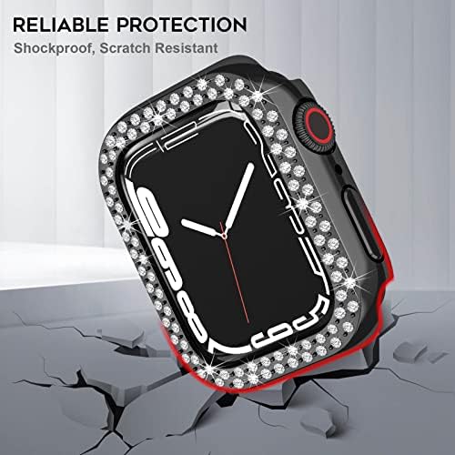 אורזרו תואם לסדרה Apple Watch 8 41 ממ, סדרה 7 41 ממ מארז, מסגרת בלינג ריינסטון צדדים מלאים כיסוי מגן עמיד