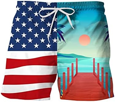 מכנסי בגד ים יבש מהיר גברים גברים דגל תלת מימד הדפס אופנה קיץ שחייה אתלטית מכנסיים קצרים