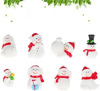 AMOSFUN 8PCSSSNOW GLOBE ערכת פסלוני חג המולד מיניאטוריים מיניאטורות למלאכה מיניאטורה- שרף שלג
