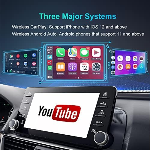AI Box Wireless Carplay & Android Auto מתאם עם 4GB+64GB, 8 ליבה, הגדר מערכת אנדרואיד, תומך בכרטיס SIM & TF, עם