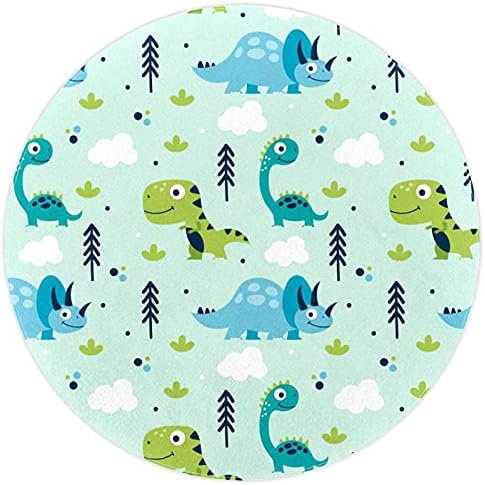 Llnsupply בגודל גדול 4 רגל ילדים עגולים שטיח אזור משחק שטיח דינוזאורים מצוירים מקסימים דפוס -01 כרית שטיח