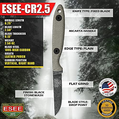 סכיני ESEE Cody Rowen CR2.5 קמפינג ציד נדן עור סכין קבוע CR2.5-BO