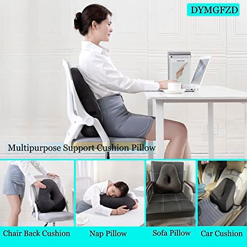 כרית תמיכה המותנית של Dymgfzd לכיסא משרדי תמיכה בחזרה כרית מושב לרכב עם רצועות מתכווננות עוזרת