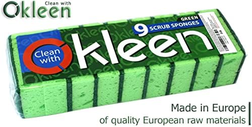 Multi Green Multi השתמש בספוג Scrub. מיוצר באירופה. 9 חבילה, 4.3x2.8x1.4 אינץ '. חובה כבדה נטולת
