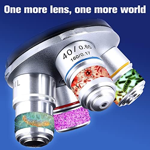 Voehrsh תרכובת Trinocular Microscope H10X ו- WF50X עיניים 40X-5000X הגדלה, מיקרוסקופ LED של תרכובת טרנוקולרית
