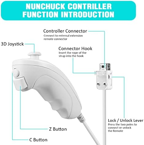 Modeslab 4 Pack Wii Nunchuck Controller, בקר בקרי Nunchuck החלפת ג'ויסטיק Gamepad Controller תואם עבור