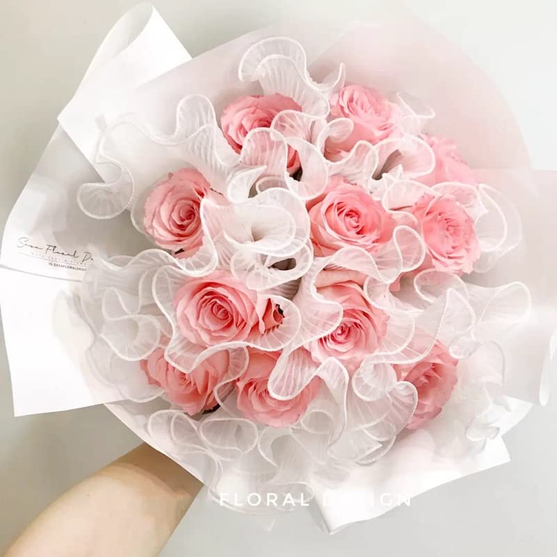 פרחים עטיפת נייר זר פרחים אריזה פרחונית אריזת רשת לבנה גליל עטיפת זר קוריאני עטיפת חוט קמטים גלי נייר נייר חנות