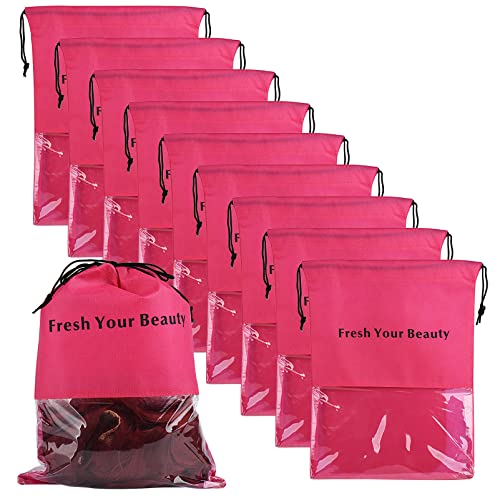 10 חבילות פאת אחסון שקיות עם שרוך שיער הרחבות מחזיק נוכריות מנשא ארגונית מכסה נגד אבק מגן פאוץ עבור נסיעות