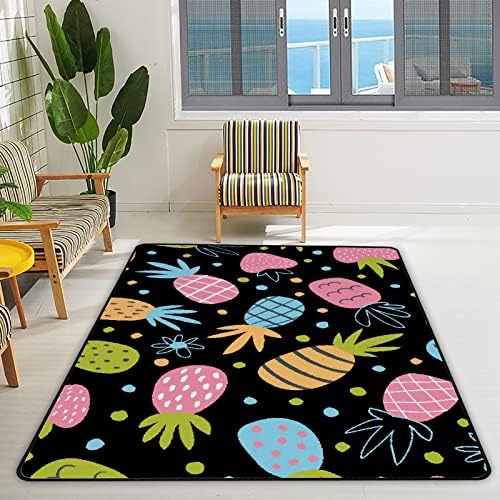 זוחל שטיח מקורה משחק מחצלת אננס קיץ שחור לסלון חדר שינה חינוכי חינוך משתלת שטיחים שטיחים 63x48in