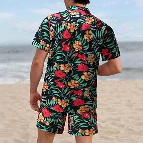 תלבושות אימוניות 2 חלקים לגברים פלוס חולצה הוואי טרופית בגודל ותפאורות קצרות