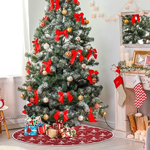 עץ חג המולד של Oarencol פתית שלג אדום באפלו משובץ חצאית עץ חג המולד 36 אינץ 'מפלגת חג חג המולד קישוטים