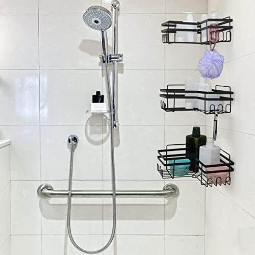 מקלחת פינתית קאדי דבק מקלחת מארגן פינת מקלחת מקלחת קיר אמבטיה קיר אמבטיה מתלה אחסון אמבטיה עם ווים
