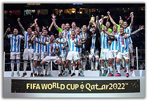 פוסטר כוכב כדורגל 2022 פוסטר חתימת גביע העולם בארגנטינה גביע העולם לסלון חדר שינה Unframe 16x24 אינץ '
