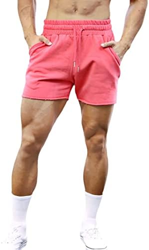 מכנסיים קצרים של 5 של מכנסיים אתלטים של גברים, מכנסי כותנה קלים, מכנסי פיתוח גוף של אימון, מכנסיים