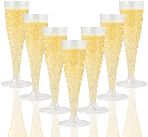 ג ' ולי שף 100 חבילה פלסטיק שמפניה חלילי חד פעמי 4.5 עוז ברור פלסטיק שמפניה משקפיים מושלם לחתונה, חג ההודיה,