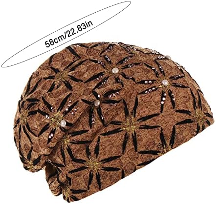 בציר טורבן כובע נשים פרח מטפחת אבנים נוצצות רפוי כפת כובע קל משקל סרטן בארה ' ב מוסלמי טורבן
